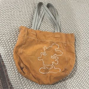 Vintage Disney Mickey Mouse Canvas Tote Bag with embroidered Mickey Mouse